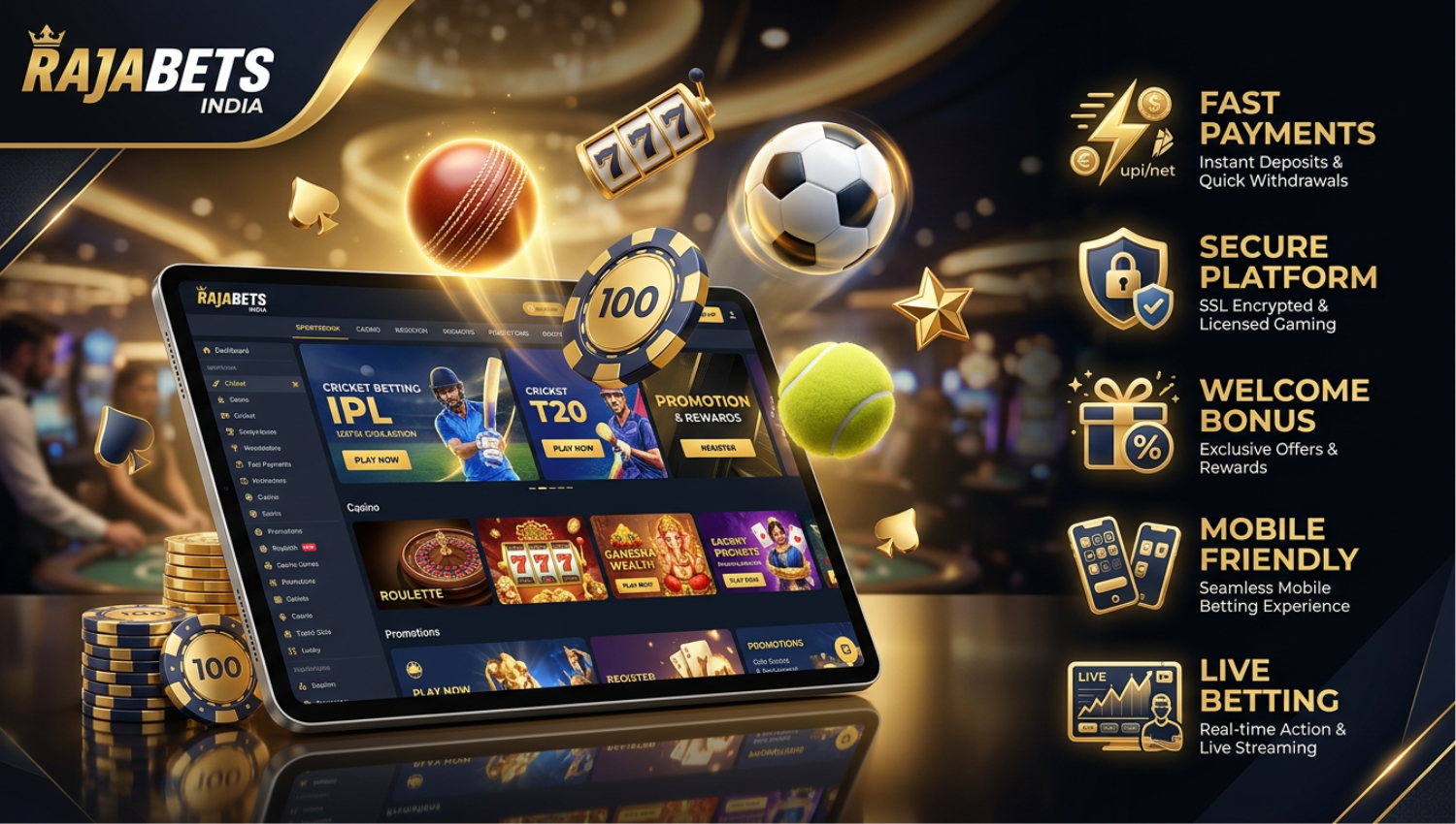 Rajabets India online casino games and welcome bonus